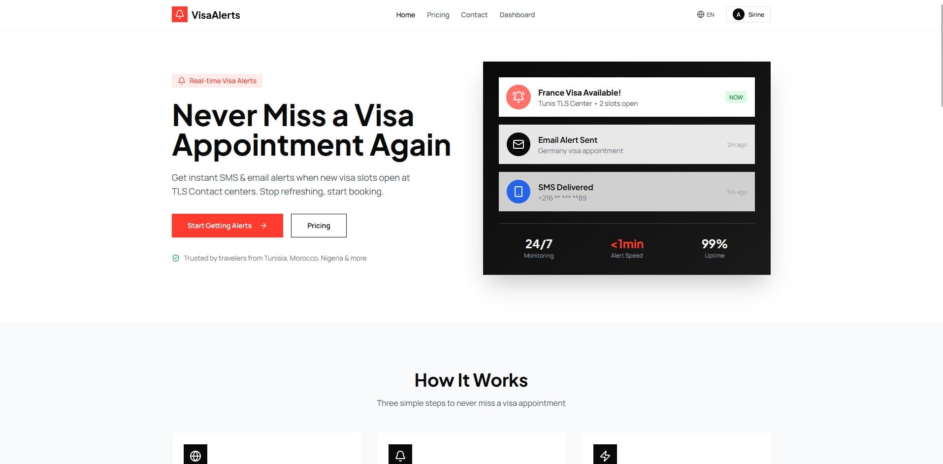 VisaAlerts built with Buildora